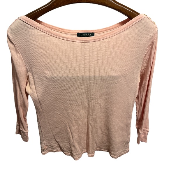 Lauren by Ralph Lauren pink 3/4 sleeve T-shirt - Picture 1 of 4